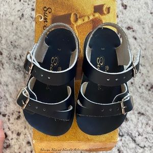 Sun San salt water sandals by Hoy. Navy blue.